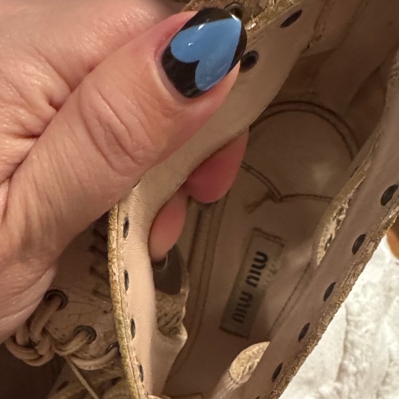 Miu Miu Tan/Pink Distressed Cutout Heels - Picture 5 of 14